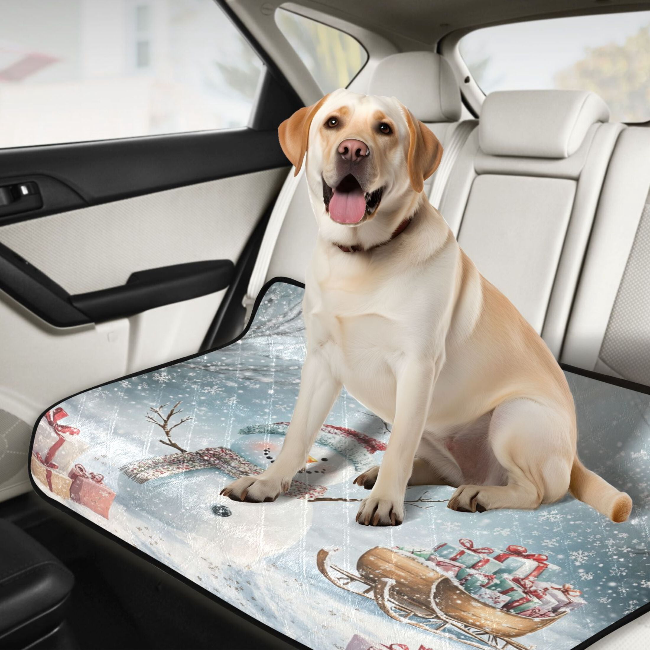 Qxltty Snowman Next To A Sleigh Full Of Presents Cat litter Pads Pet Set of 3 Diaper Mats Center Anti-leakage Layer Absorbent Soft and Comfortable