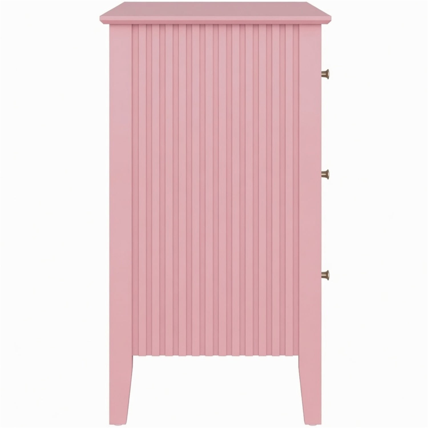 Hommoo 32"W Wooden Fluted 3-Drawer Nightstand, Large Modern Bedroom End Table, Pink