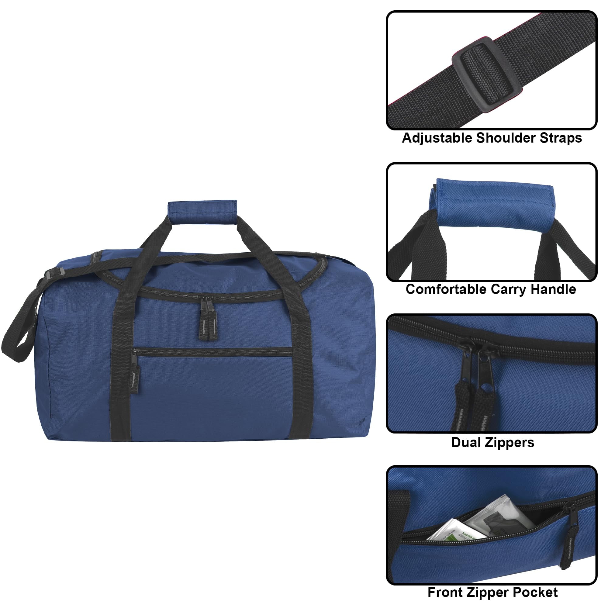 24 Pack of Bulk Wholesale 20 Inch 40 Liter Weekender Overnight Duffel Shoulder Bags for Sports, Travel and Commute in Assorted Colors
