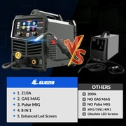 GZ GUOZHI 110V/220V 210A MIG Welder, 8 in 1 Multi-Process Aluminum Welding Machine, Pulse MIG, Gas MIG/MAG, Gasless Flux Core MIG, Lift TIG, Stick, Spot Welding, Spool Gun