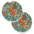 thumbnail image 1 of Carolines CJ2012-SCARC Trésors Lettre S Fleurs Rétro Bleu Ensemble de 2 Porte-Gobelet Voiture Coaster, 1 of 1