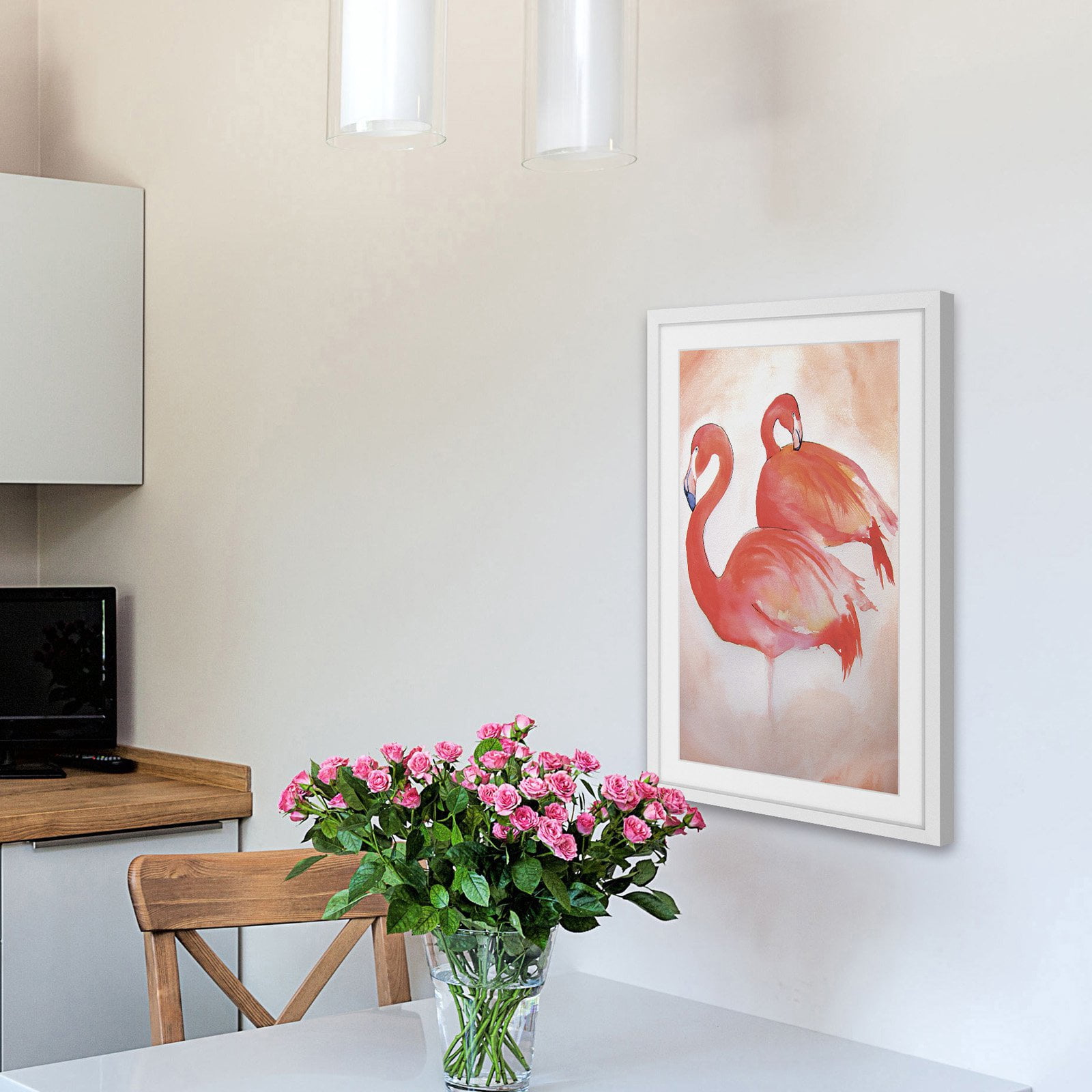Marmont Hill "Flamingos" by Christine Lindstrom Framed Painting Print