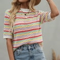 thumbnail image 6 of Short Sleeve Sweater Sevevn Women's Fashion Striped Round-Neck Loose Hollow Out Casual Short Sleeve Sweater, 6 of 8