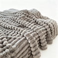 thumbnail image 2 of Throw Blanket Ribbed Striped Plush 47x83 Inches Washable for Couch Sofa Bed, 2 of 7