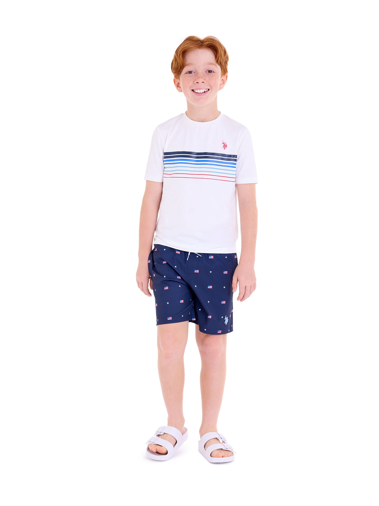 U.S. Polo Assn. Boys Flag Print Swim Short, Sizes 4-18