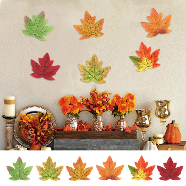 onlyliua Descuentos de Temporada Hojas de Arce Simuladas para Decoración de Aulas de Otoño, Hojas de Arce para Decoración de Fiestas Navideñas, 50 Hojas de Arce
