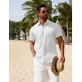 thumbnail image 4 of Camisa COOFANDY de lino blanco con botones para hombre, manga corta, 4 of 6