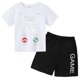 thumbnail image 3 of Conjunto de camiseta y pantalones cortos con estampado de máquina de juego de arte de grafiti para niños, moda de verano, informal, de manga corta, para niños y niñas, 3 of 5