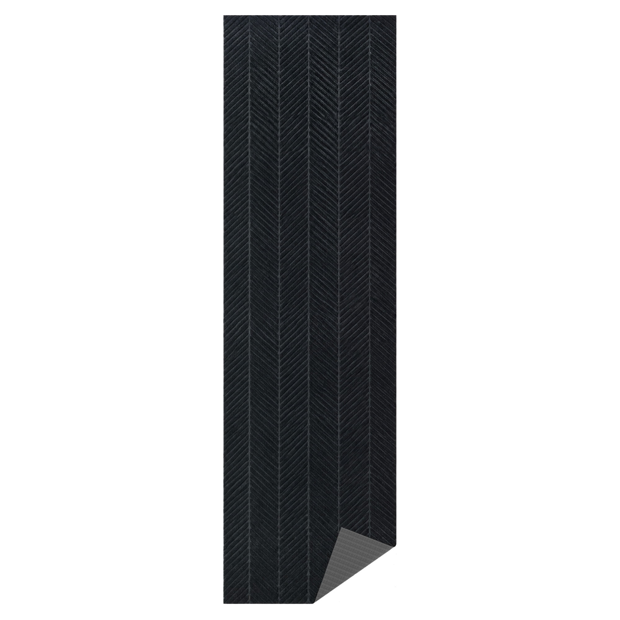 Ottomanson 2' x 9' Heavy Duty Non-Slip Runner Rug for Hallway, Waterproof Commercial Floor Mat, Black