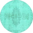 thumbnail image 1 of Ahgly Company Machine Washable Indoor Round Abstract Turquoise Blue Contemporary Area Rugs, 5' Round, 1 of 4