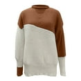 thumbnail image 6 of GBSYEWXS Sweaters For Women Coffee Crew Neck Long Sleeve Color Block Soft Pullover Sweater, 6 of 7