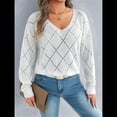 thumbnail image 4 of Suéter de Crochet para Mujer, Top de Larga Calada, Conjuntos de Otoño, Moda L, 4 of 9