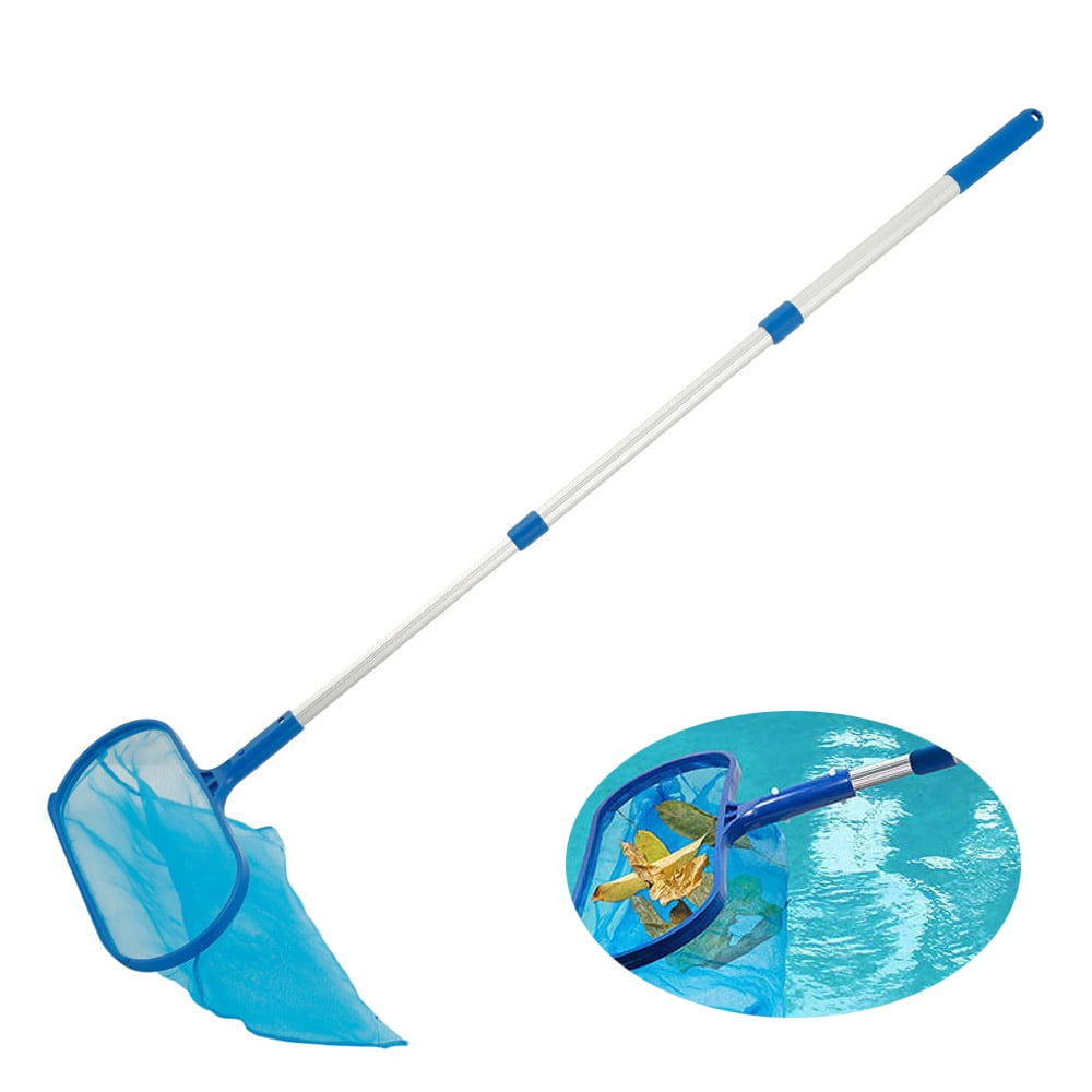 Long Telescoping Pole Leaf Rake Net Pool Skimmer Wide Cleaning With 8 ft 