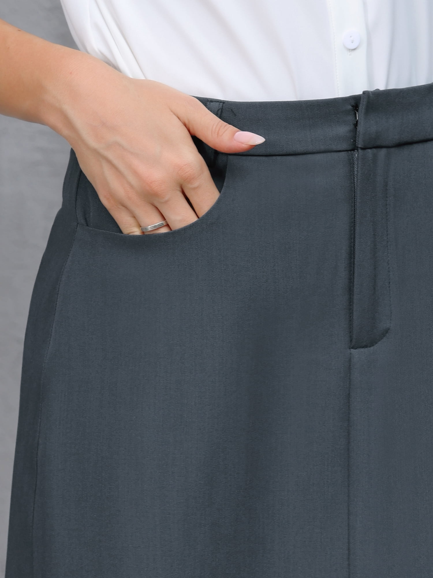 DARING DIVA Women's Business Pencil Skirt Work Long Skirts Small Dark Grey