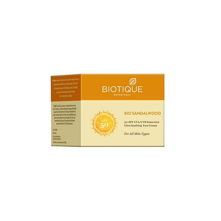 Biotique Bio Sandalwood Face & Body Sun Cream Spf 50 Uva/Uvb Sunscreen For All Skin Types In The Sun Very Water Resistant,