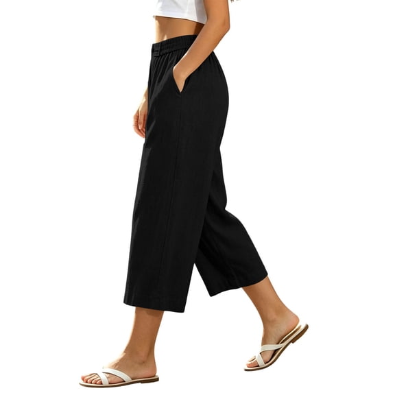 Drovellove Women's Plus Size Casual Cropped Pants with Pockets – Mid-Rise Straight Leg Summer Shorts