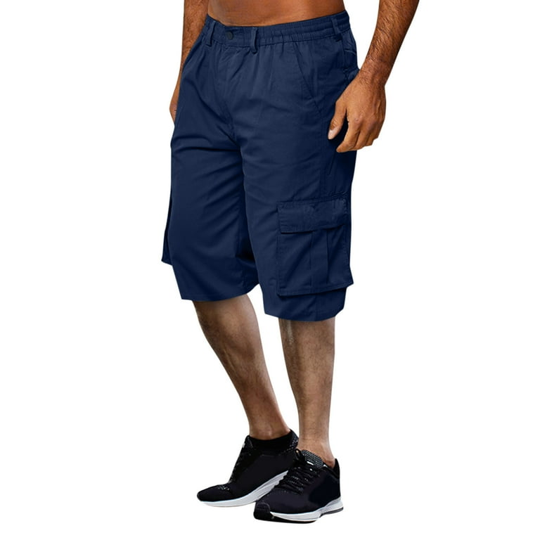 HCNTES Men's Shorts Cargo Classic Drawstring Summer Beach Shorts