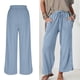 thumbnail image 2 of Women's Casual Loose Fit Pants Breathable Cotton Home Wear High Waist Trousers for Everyday Wear Light Blue XXL, 2 of 4