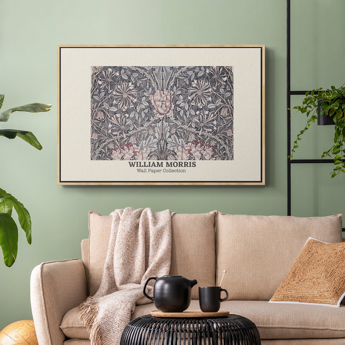Vintage Abstract Print-XLV Framed in Natural Wood Wood Gallery Wrapped Canvas 25 in. x 37 in.