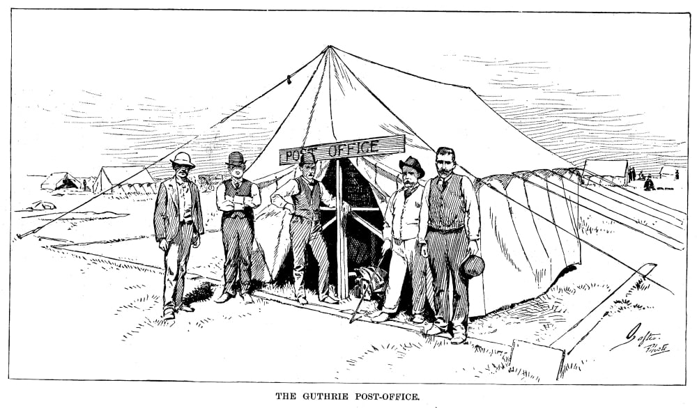 Oklahoma Land Rush 1889. Ntent Serving As A Post Office At Guthrie