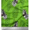 thumbnail image 1 of Soimoi Green Japan Crepe Satin Fabric Dot,Leaves & Face Animal Print Fabric by Yard 42 Inch Wide, 1 of 1
