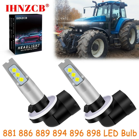 IHNZCB for New Holland Skid Steer 8870 8970 T1010 Tractor / Lawn Mower LED Headlights Bulb High Low Beam 881 889 White,Y48