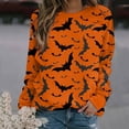 thumbnail image 2 of Chandails en Molleton d'Halloween pour Femmes Citrouille Col Rond Décontracté Manches Longues Ample Chandail de Vacances, 2 of 3