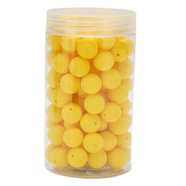 105 cuentas de silicona de 15 mm, redondas y sueltas, para pulseras, collares y llaveros, color amarillo