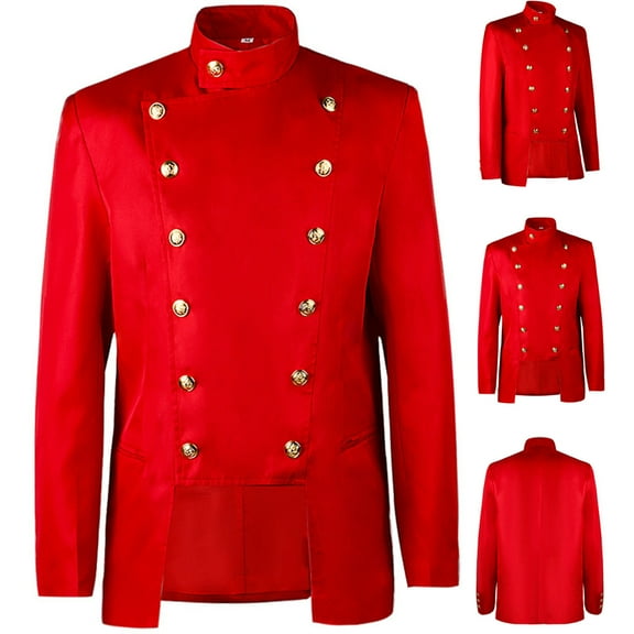 AOOCHASLIY Fall Clothes Men Solid Patchwork Turn-down Collar Long-sleeved Costume Cosplay Swallow-tailed Coat