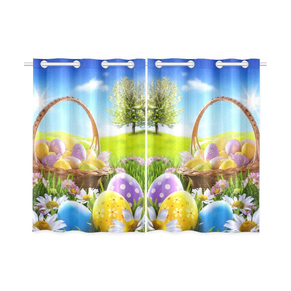 MYPOP Easter Eggs Window Curtain Kitchen Curtain 26x39 inches (Two ...