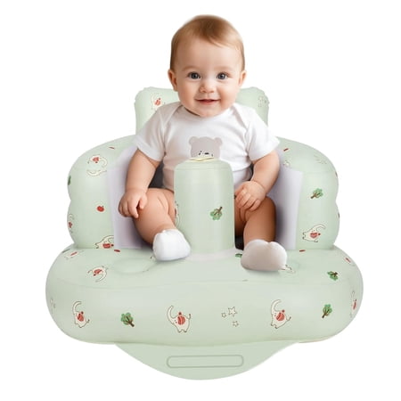 RoamReady Inflatable Baby Floor Seat with Built-In Pump, Portable Sit-Up Support Chair for Infants 3 Months+, Elephant