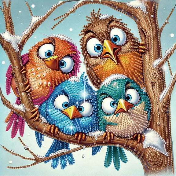5D DIY Diamond Painting Kit Funny Bird Colorful Crystal Diamond Painting Handmade Art Craft Includes Tools, Suitable for Beginners and Adults Home Wall Decor Holiday Gift
