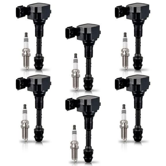 Set of 6 ISA Ignition Coil Pack and Iridium Spark Plug 3.5 V6 For Nissan Altima Maxima Pathfinder Frontier Quest Infiniti I35 G35 FX35 QX4 2002 2003 2004 2005 2006 2007 2008 Replacement for UF349 450