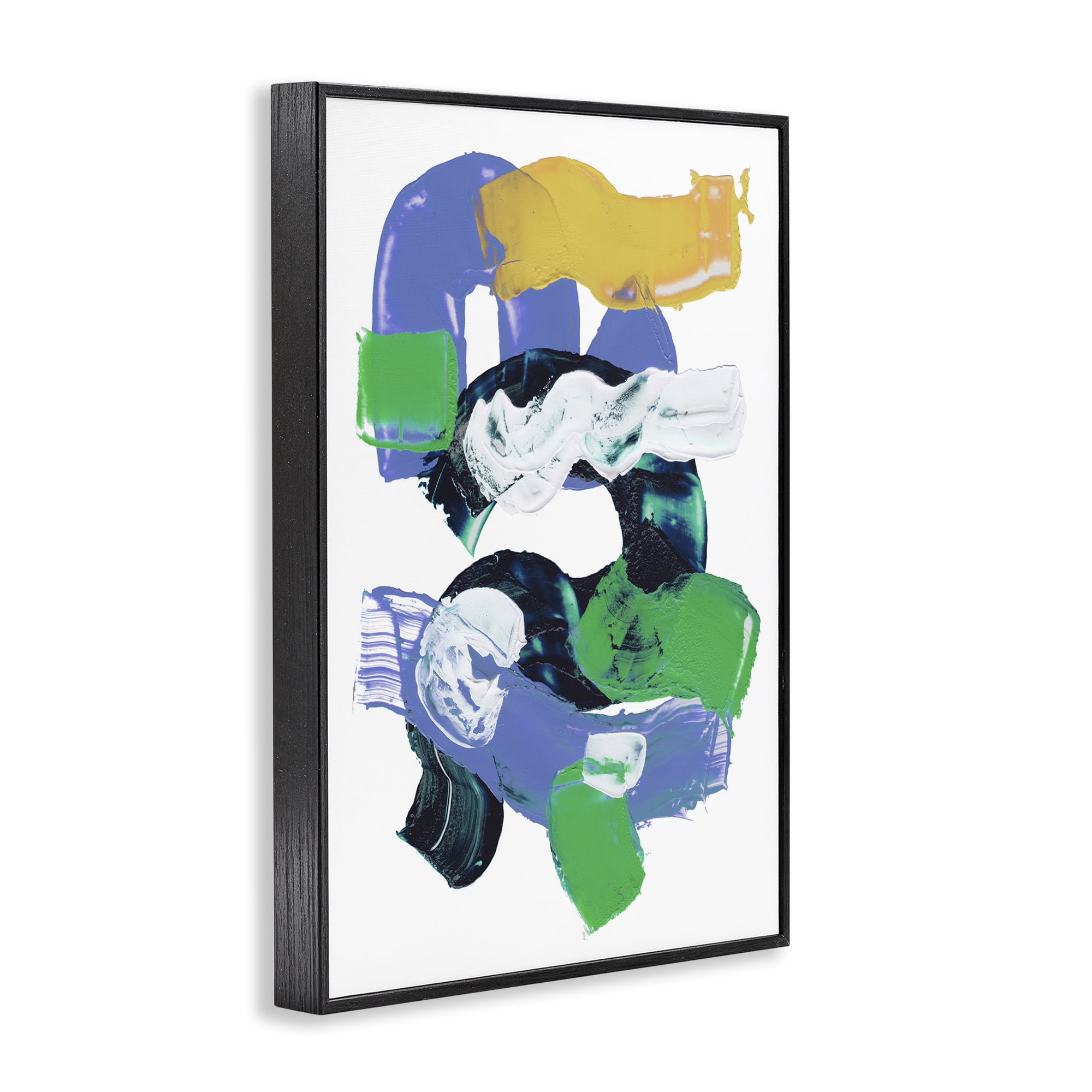 Stupell Industries Curved Paint Strokes Abstract Painting Black Framed Art Print Wall Art, 12 x 18