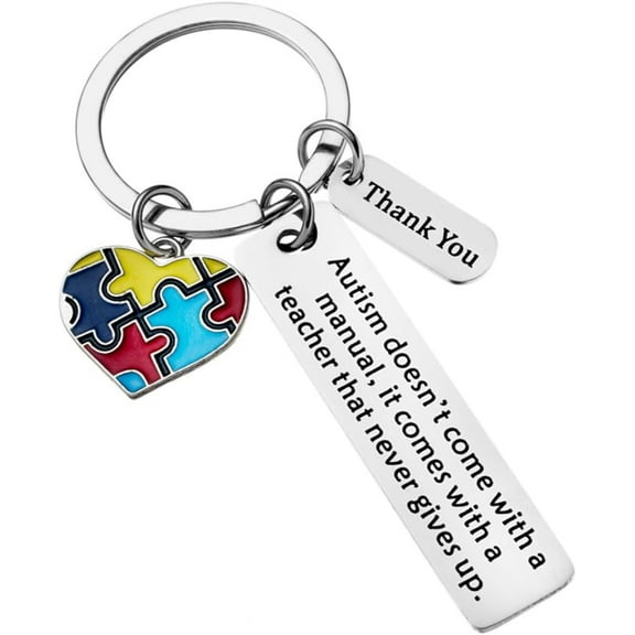 Autism Teacher Appreciation Gifts Keychain for Women Men Autism Doesn't Come With a Manual Keyring for Special Education Teacher Gift for ABA Therapist Thank You Gifts