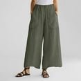 thumbnail image 2 of ylioge Womens Solid Color High Waist Trousers Linen Trendy Autumn Wide Leg Pants Palazzo Full Length Vacation Loose Fit Trousers Pantalones, 2 of 4