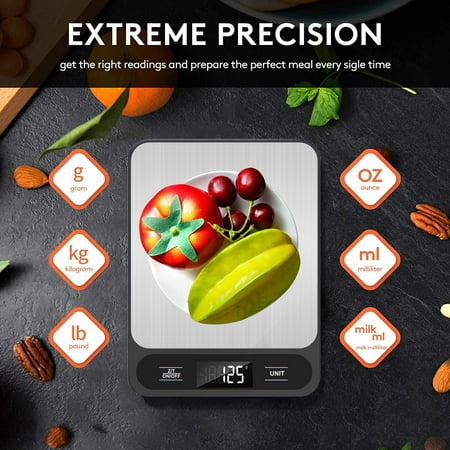 

5kg/1g Electronic Scale Accurate Measurement LED Backlight Screen Multi-unit Conversion Non-slip Cooking Scale for Kitchen