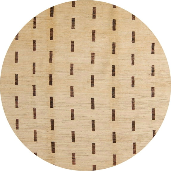 Ahgly Company Indoor Round Abstract Yellow Solid Area Rugs, 3' Round