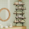 thumbnail image 2 of Fairy 5pcs Corner Floating Shelves for Wall, Rustic Wood Wall Shelves, 16.1x11.4 inches, Red Brown, 2 of 5