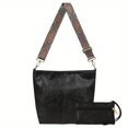 thumbnail image 4 of MINSONG Women's PU Leather Retro Wide Strap Tote Bag, Black, 4 of 12
