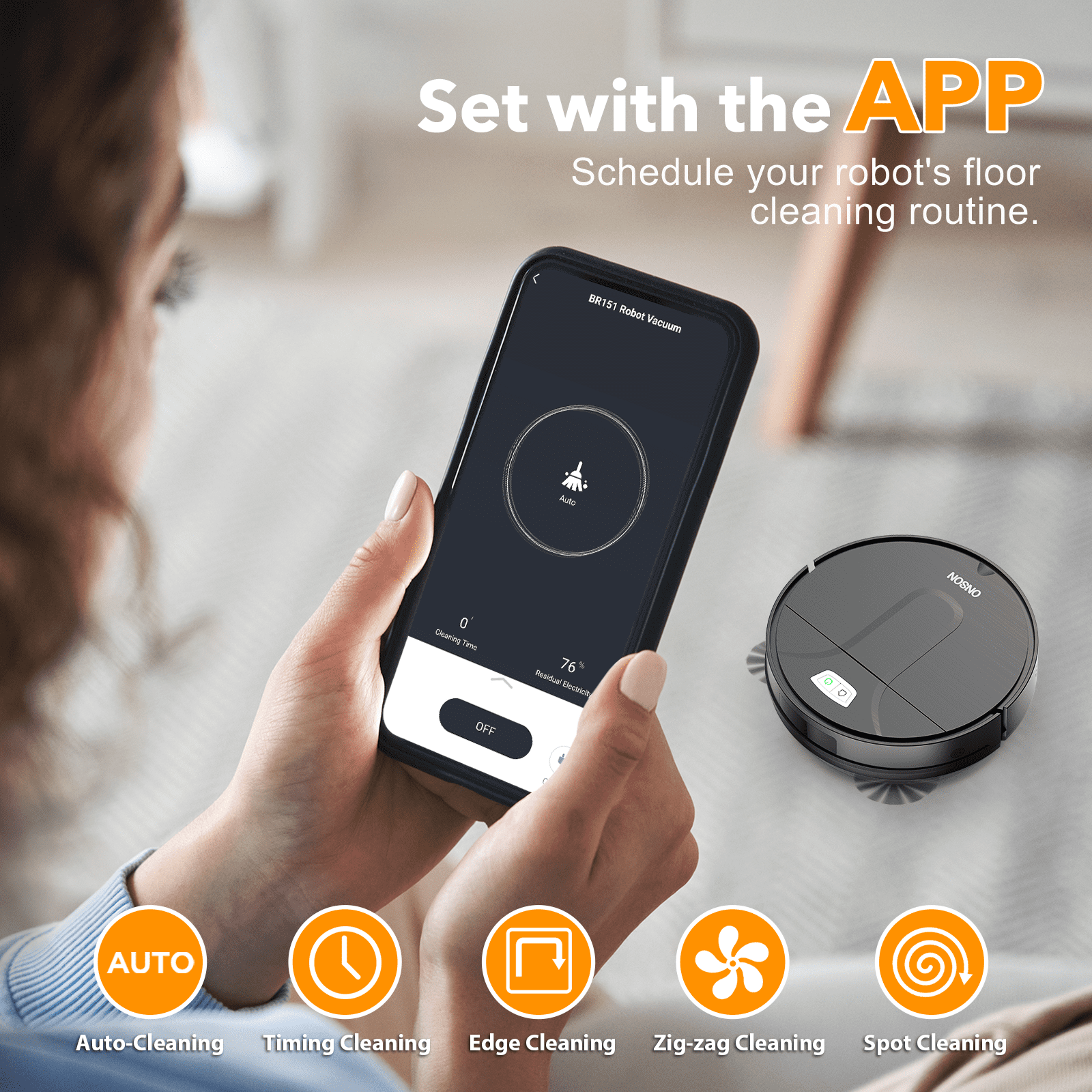 GOOVI By ONSON Robot Vacuum Cleaner, 3500Pa Powerful Suction with App/Wi-Fi/Alexa for Hard Floor