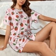 thumbnail image 4 of Rateoe Floral Strawberr for 2 Piece Short Sleeves Pajama Sets Casual Lounge Sleepwear Ladies Pjs Sets with Pocket-XX-Large, 4 of 6
