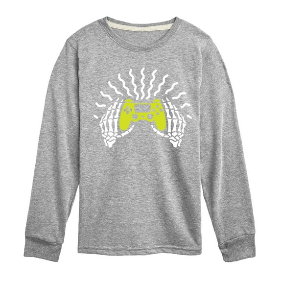 Instant Message - Skeleton Gamer Hands - Toddler & Youth Long Sleeve Graphic T-Shirt