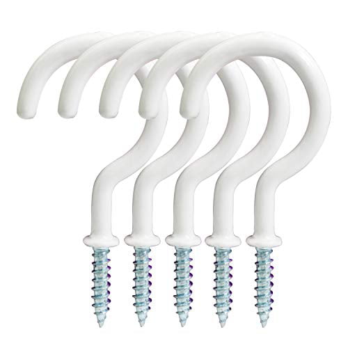 Plant Hooks 28 Pack 2.9 Inches Ceiling Hooks,Vinyl Coated Screw-in Wall Hooks Kitchen Hooks Cup Hooks Great for Indoor & Outdoor Use - 28 White 