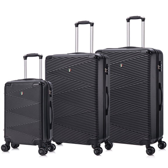TUCCI Italy AVENZA 3-Pc Hardside Spinner Luggage Set (20/24/28") - Black