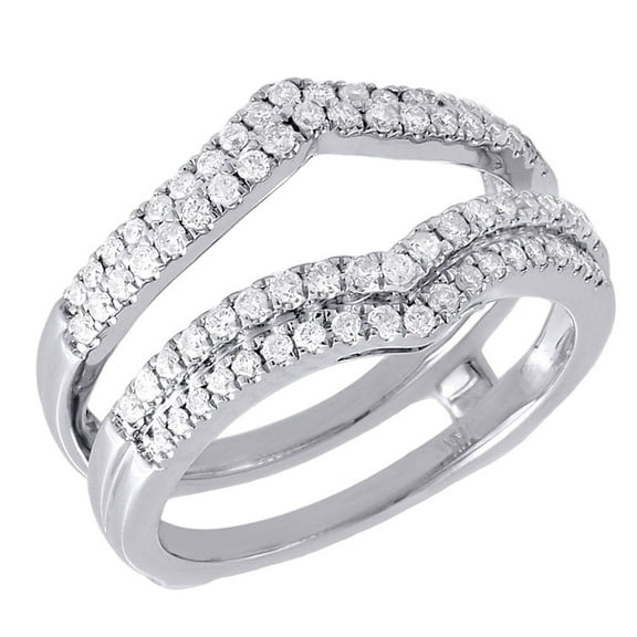 Diamond Ring Enhancer 14K White Gold Ladies Solitaire Engagement Wrap 0.51 Tcw.