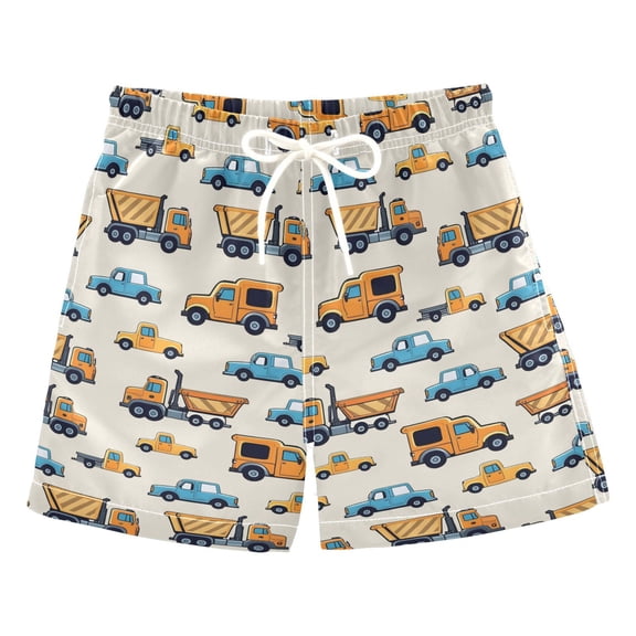 joogoo Boy Swim Trunks Cartoon Truck Cars Bathing Beach Board Shorts M