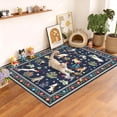 thumbnail image 3 of Garvee 4'x6' Floral Area Rug Animal Cat Carpet, Washable Boho Rugs Non Slip Low Pile Soft Indoor Floor Mat for Living Room Bedroom Dining Room, Blue, 3 of 9