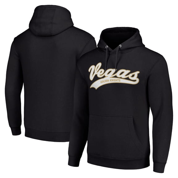 Men's Starter Black Vegas Golden Knights Tailsweep Fleece Tri-Blend Pullover Hoodie