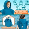 thumbnail image 4 of SUN CUBE Kids Changing Robe Surf Poncho, Kids Beach Towels, Hooded Towel For Toddler Bath Pool, Microfiber Quick Dry Wearable Towel Poncho with Hood, Swim Towel for Boys Girls 3-7 Years, Teal Sea Blue, 4 of 7
